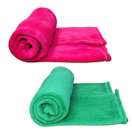 Imagem de Kit 2 Mantas Pet Cor Rosa E Verde