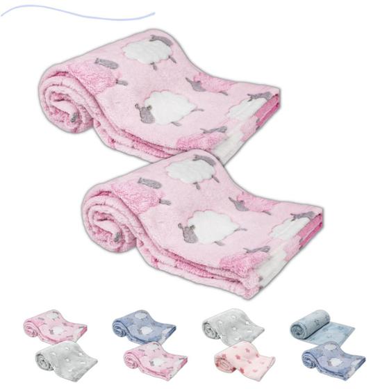 Imagem de Kit 2 Mantinhas Cobertor Infantil Soninho Do Bebe Poliéster