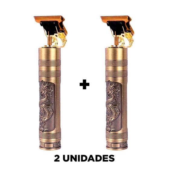 Imagem de Kit 2 Maquinas Retro Para Barba Cabelo Dragão Dourado Afiada