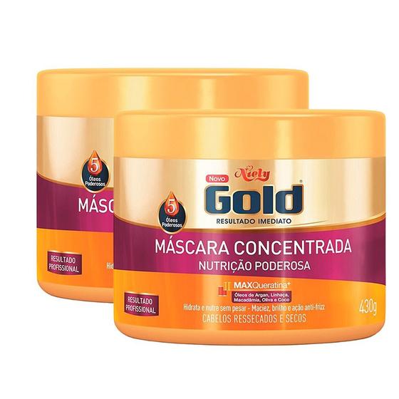 Imagem de Kit 2 Máscara de Tratamento Niely Gold Nutrição Poderosa com 430g