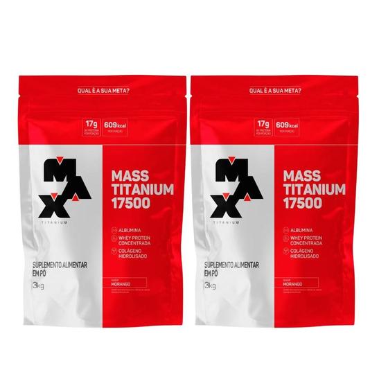 Imagem de Kit 2 Mass Titanium Refil 3Kg Max Titanium Morango