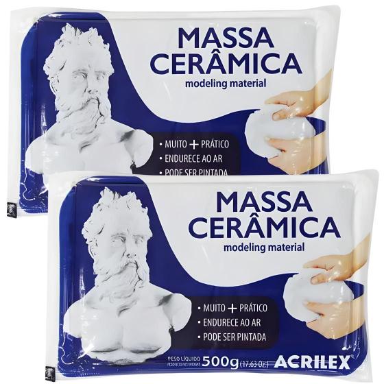 Imagem de Kit 2 Massa Cerâmica para Modelagem Acrilex 500gr