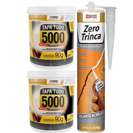 Imagem de Kit 2 Massa Super Flex Tapa Tudo Furos Trincas 5000 Pote 90g + SELANTE ZERO TRINCA 420 Gr