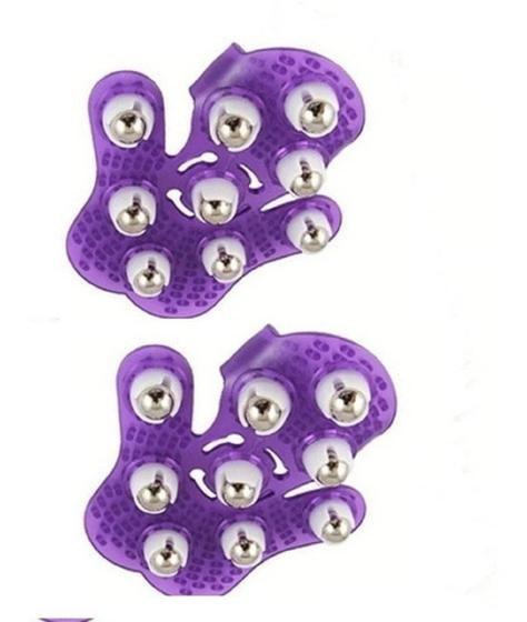 Imagem de Kit 2 Massageador Corporal Luva 9 Bolas Aço - Roxo