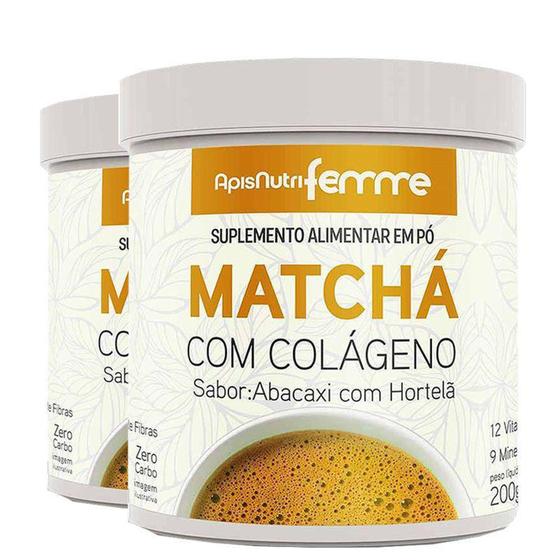 Imagem de Kit 2 Matcha Solúvel Apisnutri Femme 200g Abacaxi com Hortelã