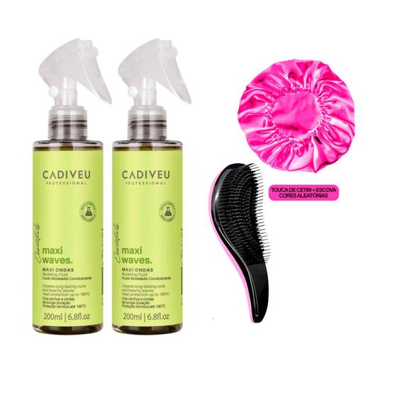 Imagem de Kit 2 Maxi Waves Cadiveu Leave In Cria Ondas + Escova/Touca
