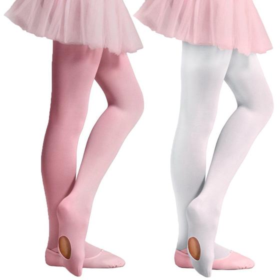 Imagem de Kit 2 Meias-Calças Selene Ballet Fio 40 Infantil - Branco e Rosa