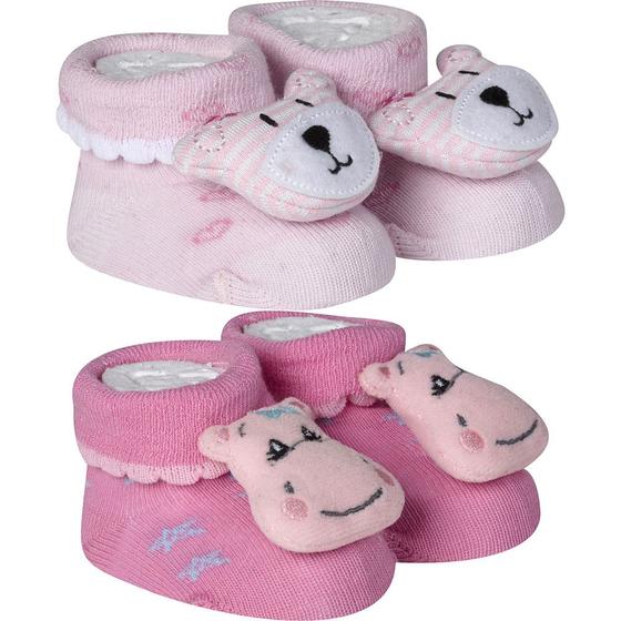 Imagem de Kit 2 Meias Pantufa Bebê Recém Nascido Menina