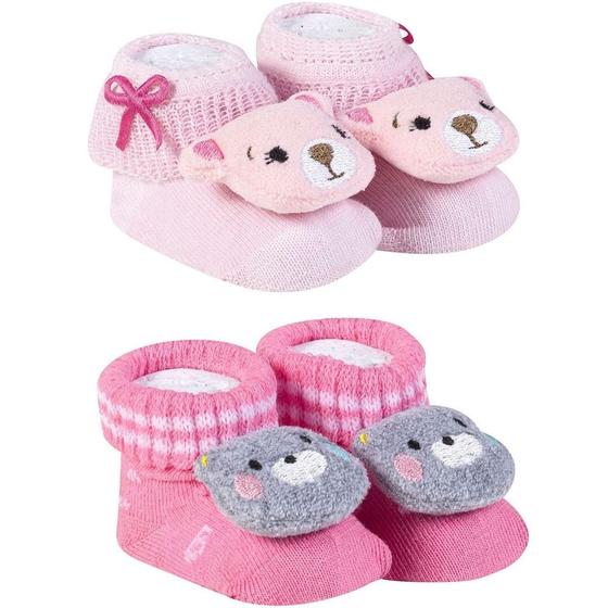 Imagem de Kit 2 Meias Pantufa Bebê Recém Nascido Menina