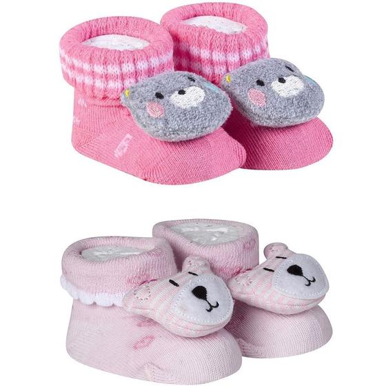 Imagem de Kit 2 Meias Pantufa Bebê Recém Nascido Menina