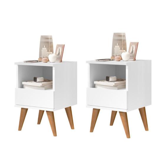 Kit 2 Mesas Cabeceira Pix compacta mesinhas com 1 gaveta estilo retrô cama criado para quarto casal solteiro é boa?