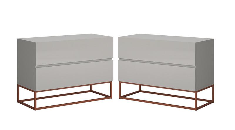 Imagem de Kit 2 Mesas De Cabeceira Off white Com Base de Ferro Cobre