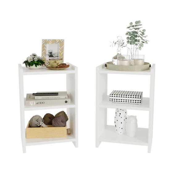 Kit 2 Mesas de Cabeceira Retrô Pequenas Quarto Ibiza Branco Menor preço em Kit 2 Mesas de Cabeceira Retrô Pequenas Quarto Ibiza Branco