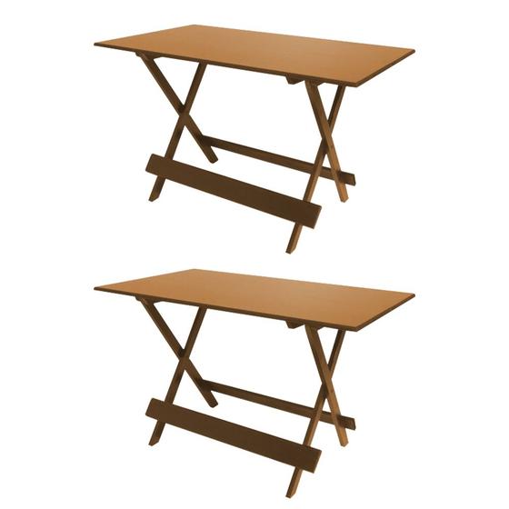 Imagem de Kit 2 Mesas Dobrável 120x70 para Restaurantes e Bares em Madeira Maciça - Mel
