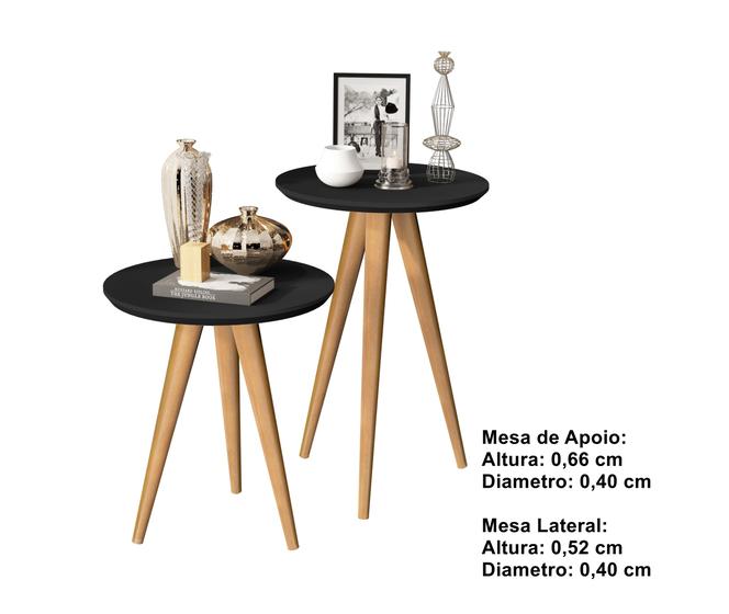 Imagem de Kit 2 Mesas Lateral e Apoio 40cm Pés Palito cor Preto - Comprar moveis para sua casa