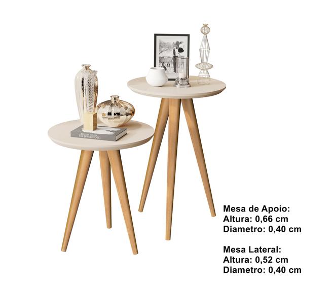 Imagem de Kit 2 Mesas Lateral e Apoio 40cm Pés Palito Cores - Comprar Moveis em Casa