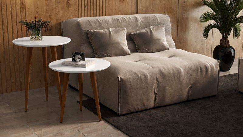 Imagem de kit 2 mesas sala retrô pés palito, lateral e apoio georgia - branco - Comprar Moveis Em Casa