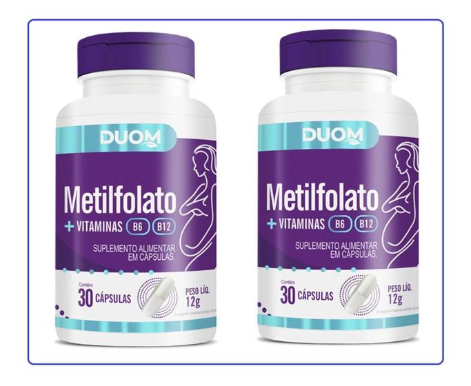 Imagem de Kit 2 Metilfolato Com Vitaminas B12 E B6 Com 30Caps - Duom