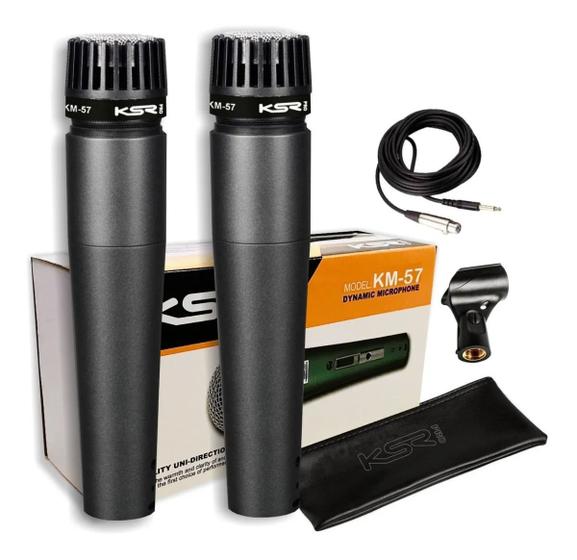 Kit 2 Microfone Instrumento Ksr KM57 tipo SM57 Cabo Cachimbo Bag Menor preço em Kit 2 Microfone Instrumento Ksr KM57 tipo SM57 Cabo Cachimbo Bag