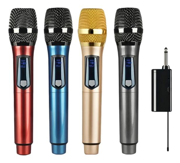 Imagem de Kit 2 Microfones Sem Fio Profissional Uhf Led Com Receptor