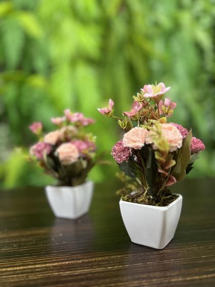 Kit 2 mini arranjos de flores artificiais mini rosa decoração lembrancinhas jardim - JL FLORES ARTIFICIAIS