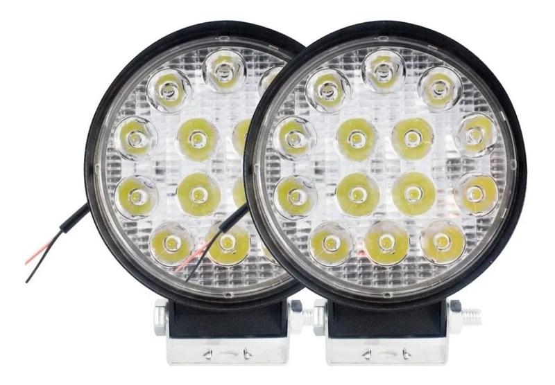 Imagem de Kit 2 Mini Farol Milha 27w Redondo 14 Leds 12v 24v Universal