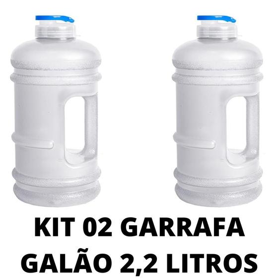 Imagem de Kit 2 Mini Galão De Água 2,2 Litros Com Alça Squeeze Garrafa Academia