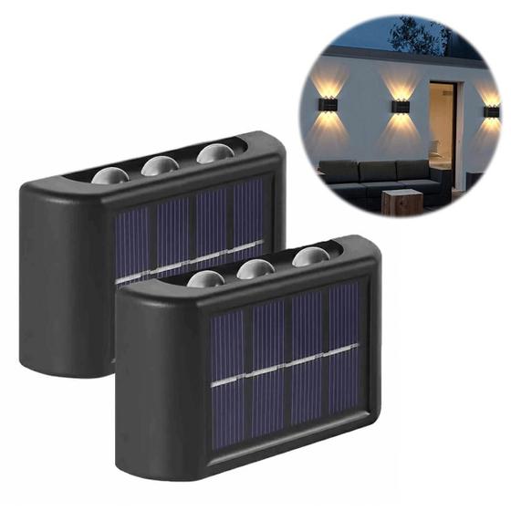 Imagem de Kit 2 Mini Luminária Led Arandela Solar Spot Muro