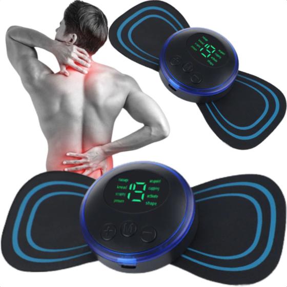 Imagem de Kit 2 Mini Massageador Elétrico Portátil EMS Fisioterapia Recarregável