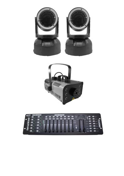 Imagem de Kit 2 Mini Moving Beam+Máquina De Fumaça1200W + Mesa Dmx512