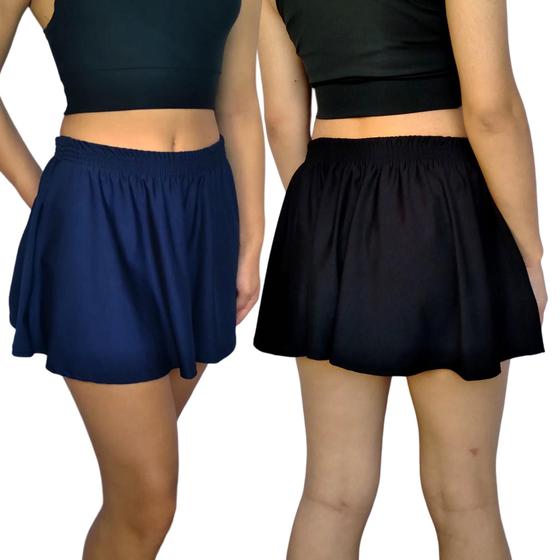 Imagem de Kit 2 Mini Saias Femininas Godê Elástico Lisas Cores Sortidas Suplex Pp ao Plus Size