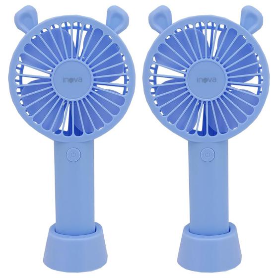 Imagem de Kit 2 Mini Ventilador Portátil USB Recarregável Maquiagem Cílios 4 Velocidades Original Inova 