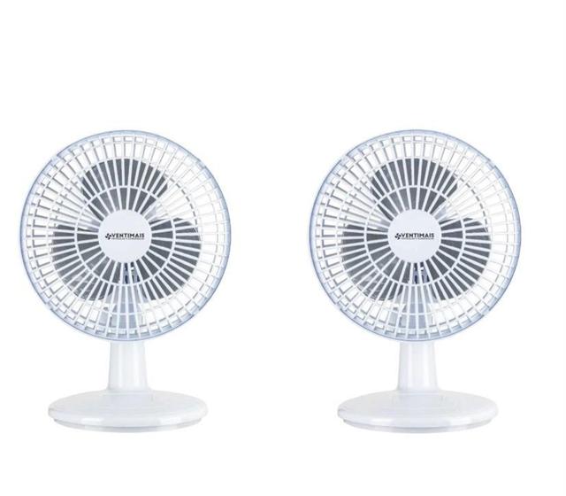 Imagem de Kit 2 Mini Ventilador Turbo Branco Com Base Multi Uso Parede e Mesa 110V