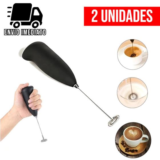 Imagem de Kit 2 Mixer Portatil Silencioso Mini Mixer Inox Misturador de Bebidas Shake Leite Café Ovos