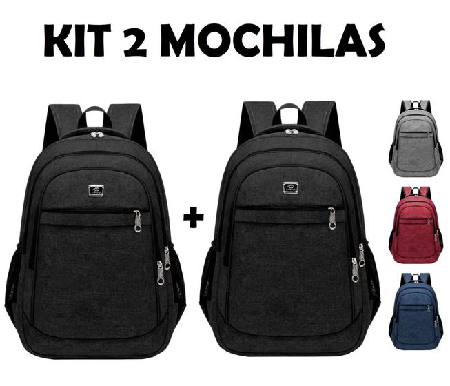 Imagem de Kit 2 Mochilas Bolsa Viagem Resistente Casual Viagem Faculdade Coreana Prática Unissex - Cores