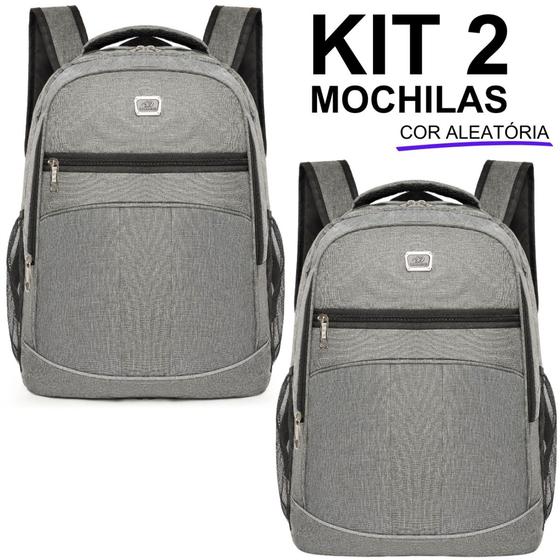 Imagem de Kit 2 Mochilas Bolsa Viagem Resistente Faculdade Coreana Masculina Feminina Escolar - Cores