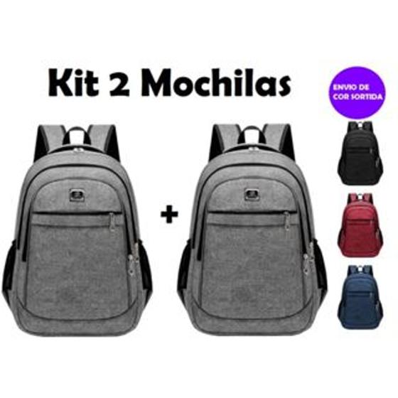 Imagem de Kit 2 Mochilas Bolsas Viagem Escolar Resistente Impermeável Coreana Unissex Casual - Cor Aleatória