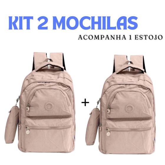 Imagem de Kit 2 Mochilas Escolar Adolescente Feminina Reforçada Faculdade Estilosa Grande - Cores