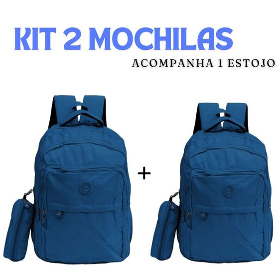 Imagem de Kit 2 Mochilas Escolar Feminina Reforçada Impermeável Nylon Faculdade Estilosa - Cores