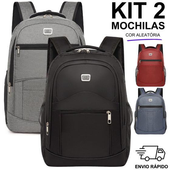 Imagem de Kit 2 Mochilas Mala Bolsas Viagem Resistentes Faculdade Coreana Masculina Feminina Escolar - Cores