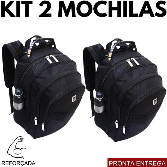 Imagem de Kit 2 Mochilas Mala Viagem Impermeável Faculdade Reforçada Resistente Escolar Unissex Premium