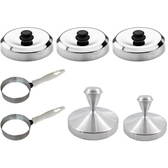 Imagem de Kit 2 Modeladores De Hamburguer 12 E 15, 2  Ovos 3 Abafador