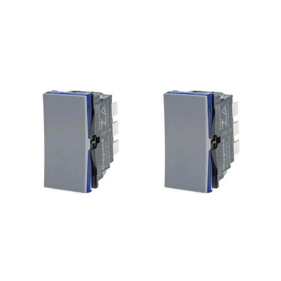 Imagem de Kit 2 Modulo Interruptor Paralelo Cinza Pial Plus+ 611011CZ+