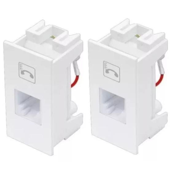 Imagem de Kit 2 Módulo Tomada Conector Entrada RJ11 4 Vias P/ Telefone