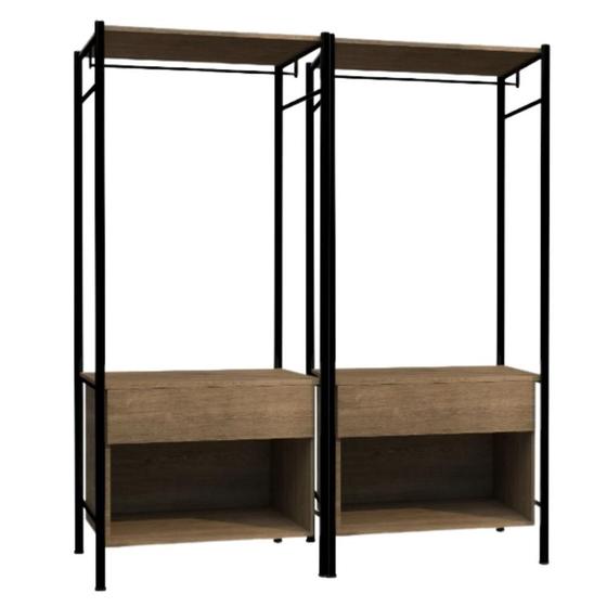 Imagem de Kit 2 Modulos Closet Estilo Industrial Em Aço De Carbono Preto/ Demolição Mirak - Larbelle