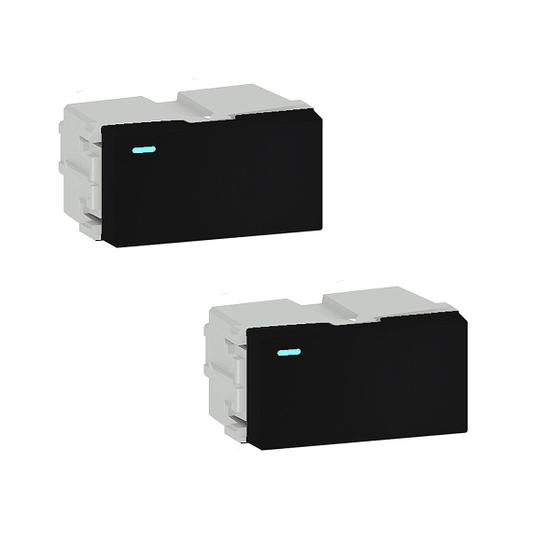 Imagem de Kit 2 Módulos Interruptores Simples Paralelo Refinatto Weg 10a Preto Com Led