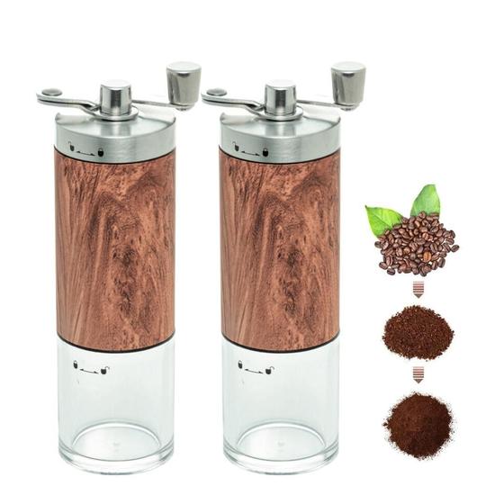 Imagem de Kit 2 Moedores Café Manual Moinho Inox Estampa Madeira Wolff