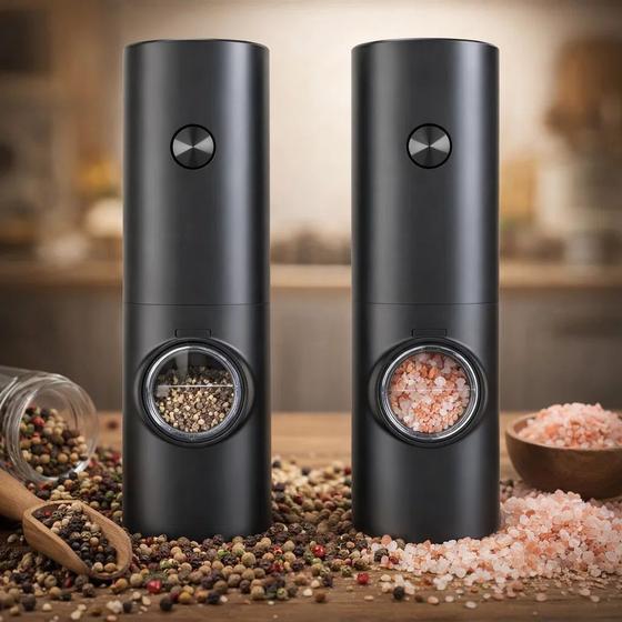 Kit 2 Moedores Elétricos Ajustáveis Sal Pimenta E Temperos