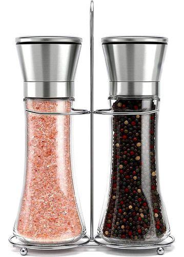 Kit 2 Moedores Manual de Pimenta e Sal em Aço Inox Gourmet - Kazalinda Imagem de Kit 2 Moedores Manual de Pimenta e Sal em Aço Inox Gourmet