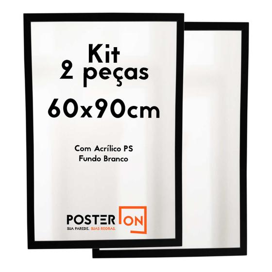 Imagem de Kit 2 Molduras 60x90cm  Com acrílico PS - Fundo Branco